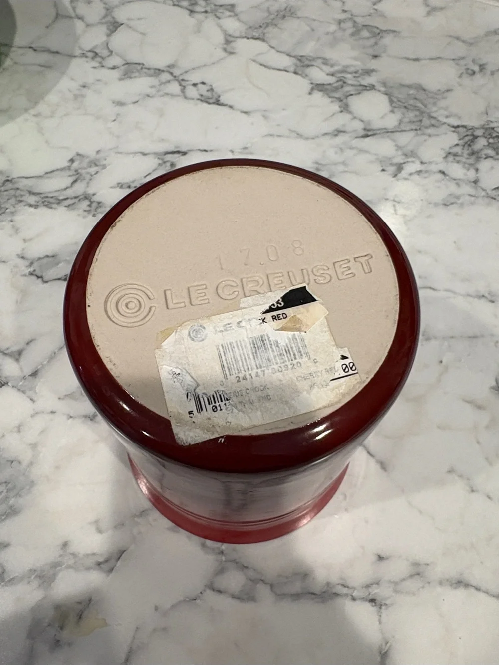 Le Creuset Cherry Red Stoneware Utensil Holder NWT